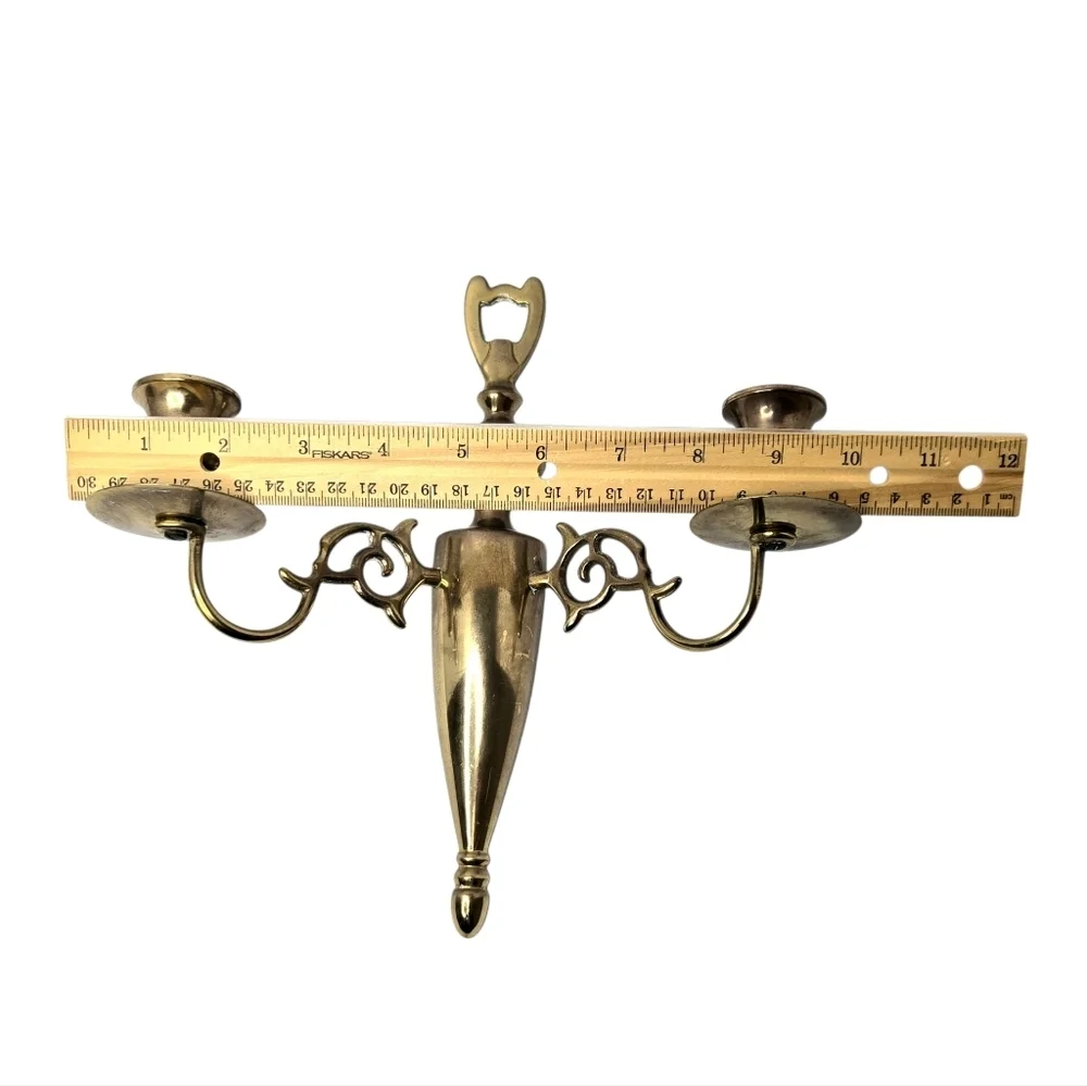 Solid Brass Double Arm Candle Wall Sconces, Set Of 2.